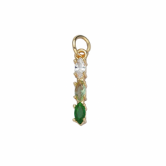 Green Gradient Gemstone Charm – Gold-Filled CZ Vertical Drop Pendant