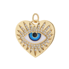 Evil Eye CZ Heart Pendant