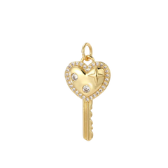 Gold CZ Key Charm