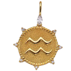 Aquarius CZ Gold Charm