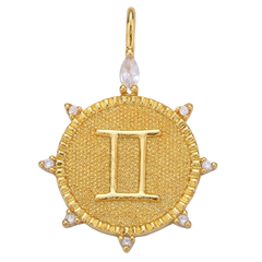 Gemini CZ Gold Charm
