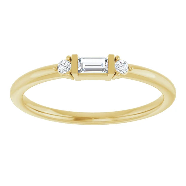 14K Yellow Natural Diamond Stackable Ring