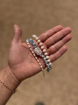 Aquamarine & Pearl Beaded Serenity Bracelet