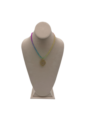 Rainbow Sunset Heart Charm Necklace