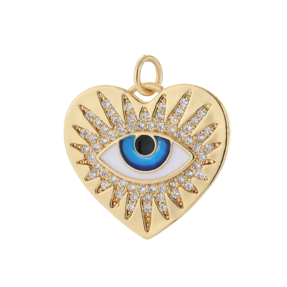 Evil Eye CZ Heart Pendant