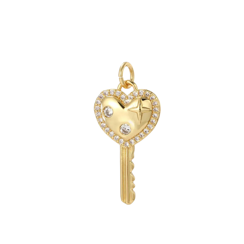 Gold CZ Key Charm