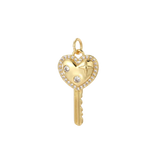 Gold CZ Key Charm