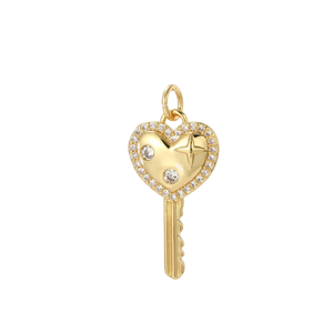 Gold CZ Key Charm