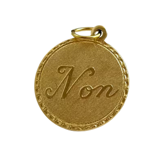 Gold Brass "Non" Charm