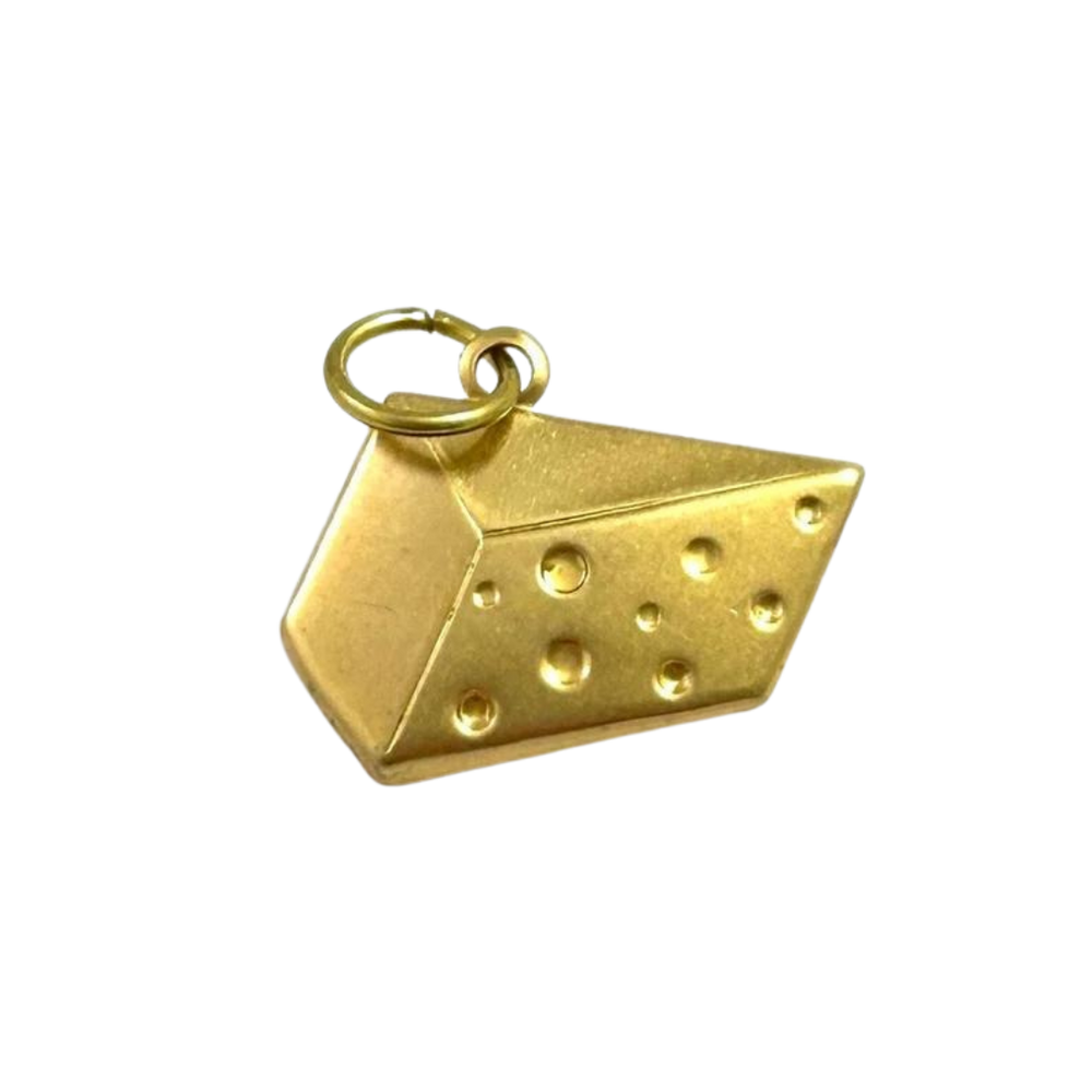 Gold Brass Cheese Charm