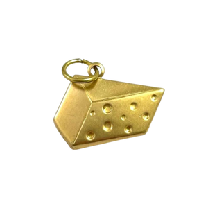 Gold Brass Cheese Charm