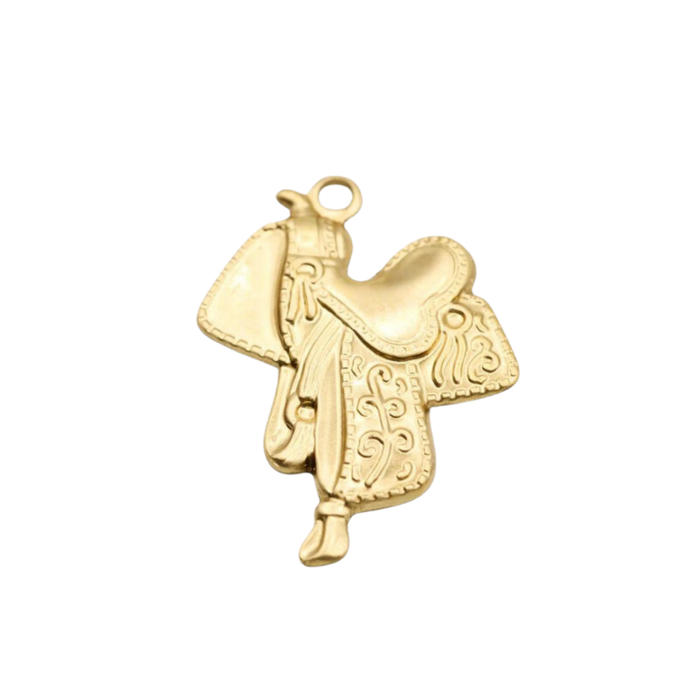 Gold Brass Saddle Charm