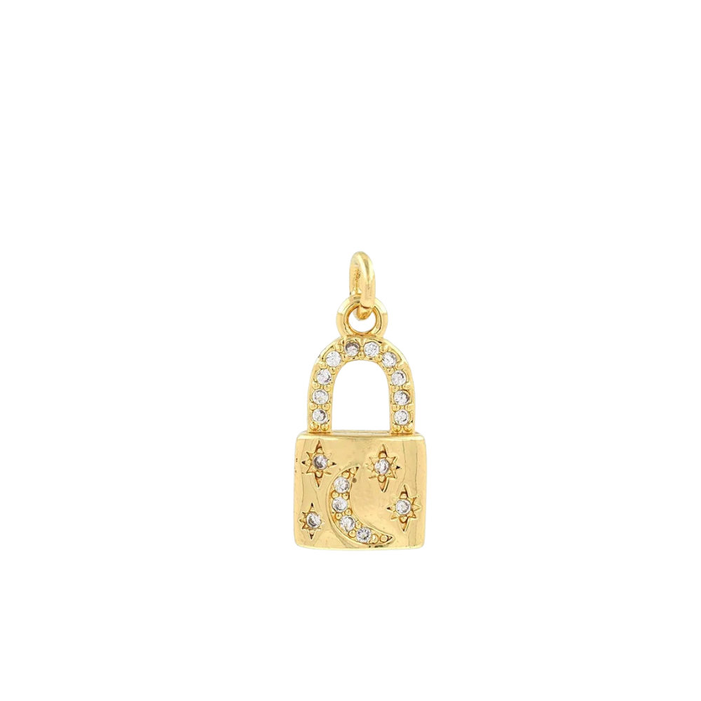 Padlock CZ Gold Charm