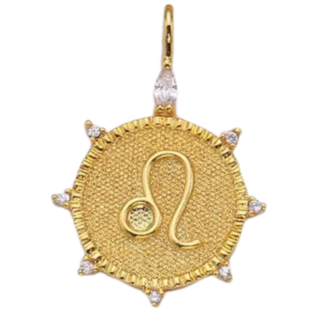 Leo CZ Gold Charm