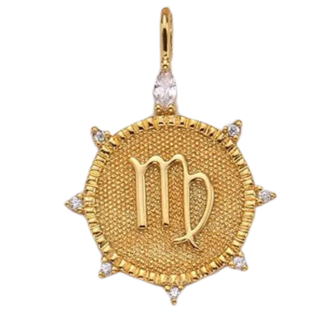 Virgo CZ Gold Charm